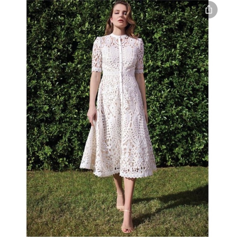 ANTONIO MELANI Lace Midi Dress in Cream